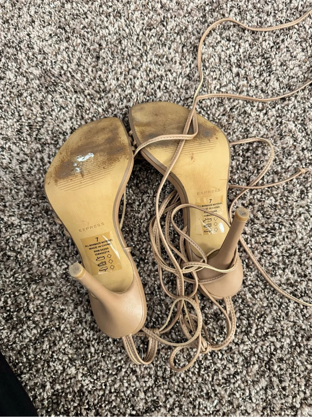 Express Rose Nude Lace-Up Stiletto Sandal